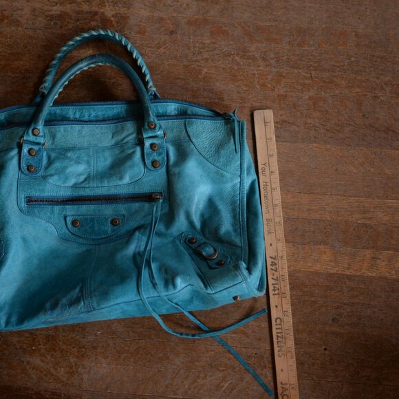 Authentic Balenciaga Work Bag in Turquoise Nicole Richie Purse large diaper bag - Picture 7 of 16